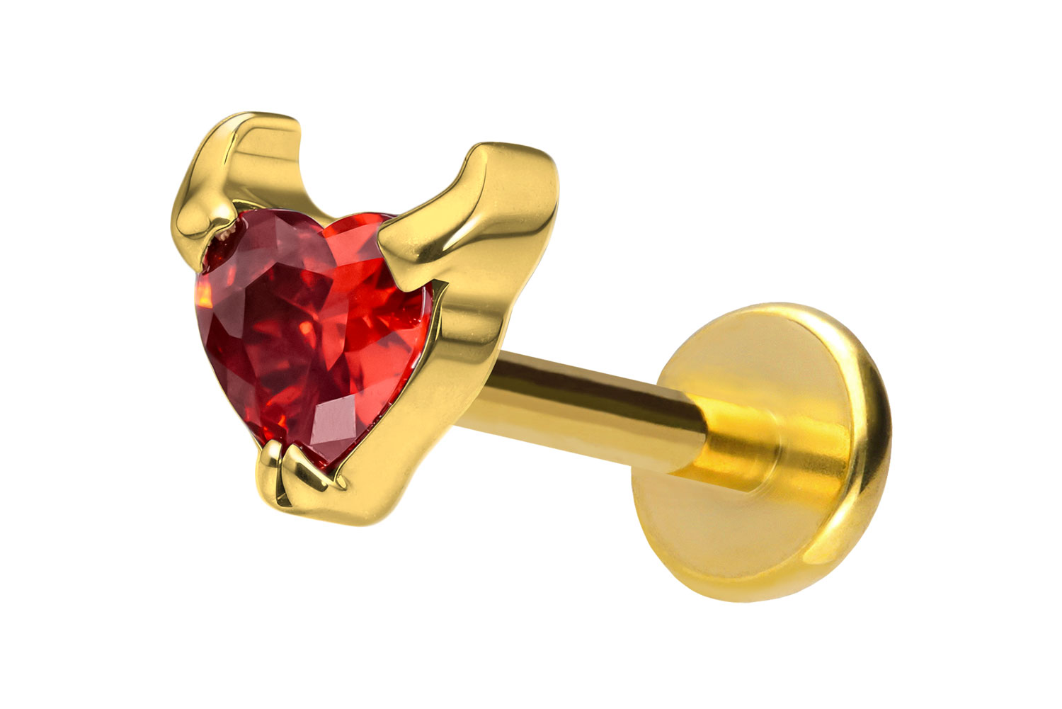 Titan Labret Piercing mit Push Fit TEUFELSHERZ